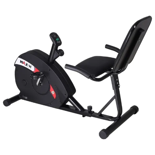 Bicicleta ergométrica para uso doméstico horizontal toda preta e base redonda