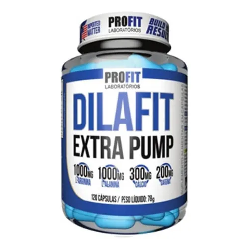 Pote de suplemento para vasodilatação grande com rótulo azul e branco