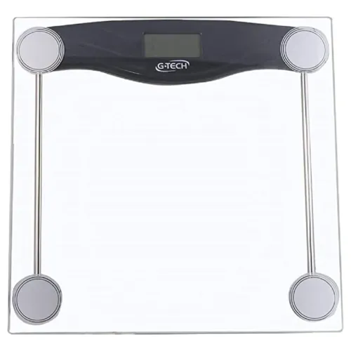 Balança digital toda transparente com área do visor preta