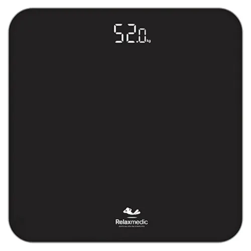 Balança de banheiro toda em black piano com visor em branco