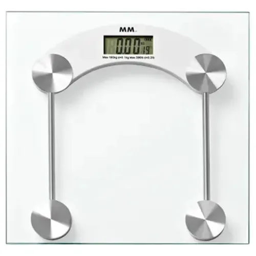 Balança de vidro transparente com sensores prateados